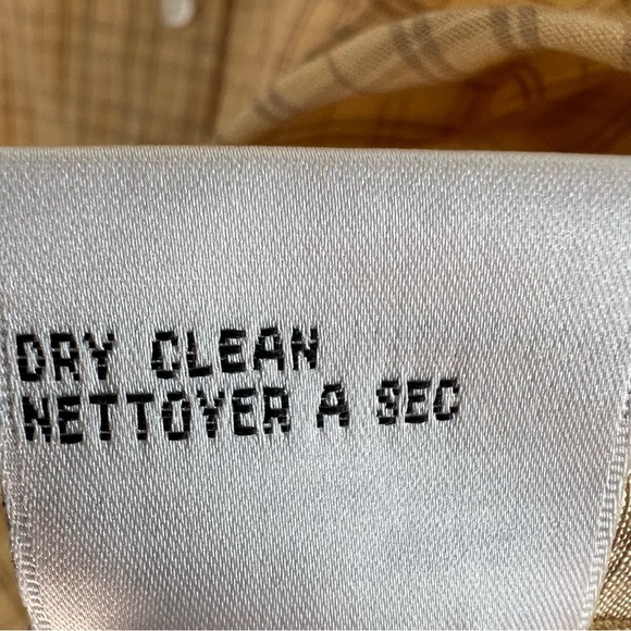 Talbots Silk Linen Button Up Shirt Plaid Gray Yellow Petite Sz 14 Office - Picture 12 of 13